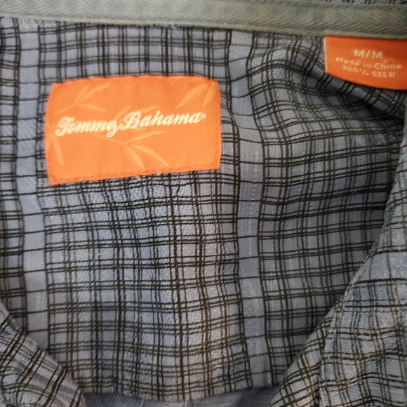 Tommy Bahama Shirt Men's M 100% Silk Blue Button Up Camp Shirt Hawaiian Pockets - Picture 4 of 11